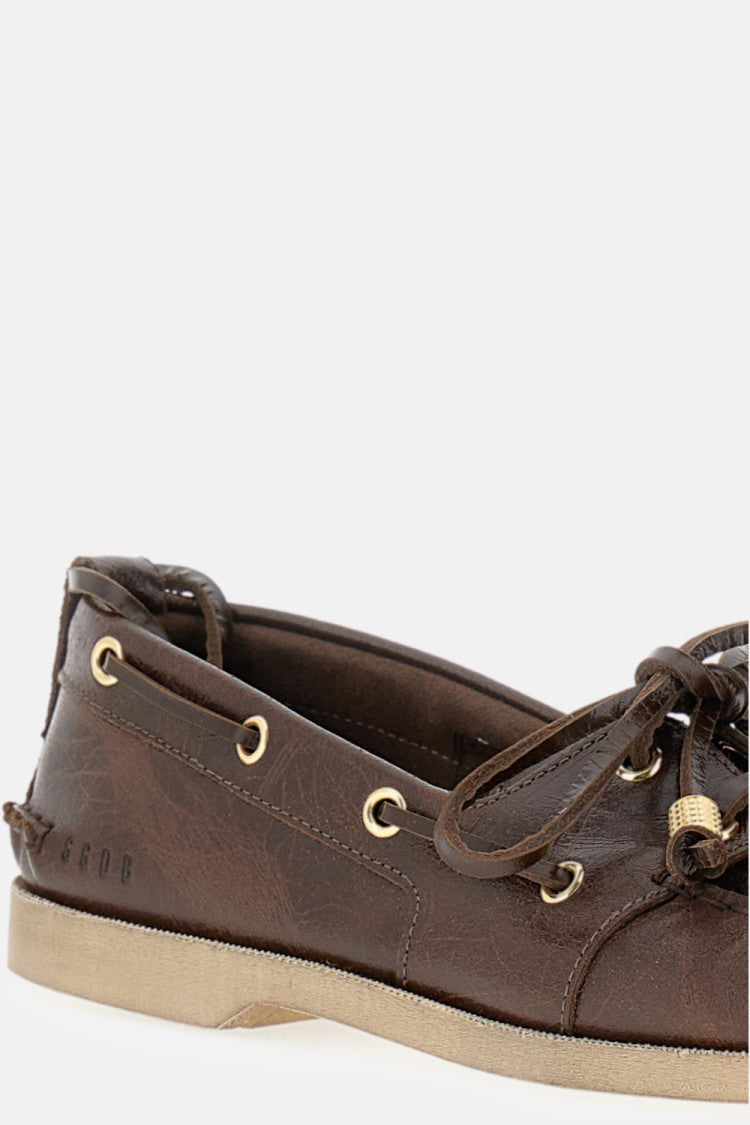Golden Goose Leather Boat Loafer With Moccasin Toe