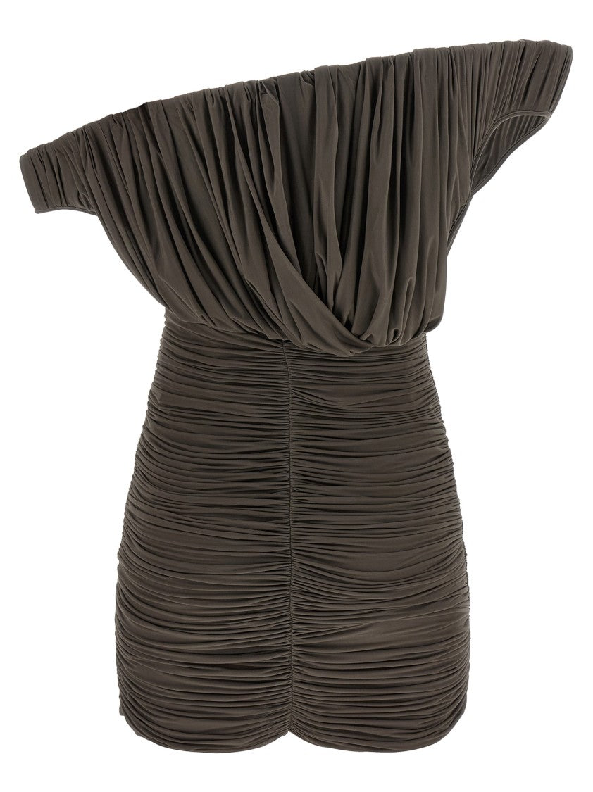 Magda Butrym Sculptural One-Shoulder Mini Dress With Rose Petal Detail