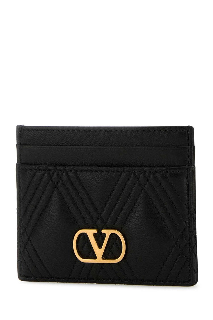 Valentino Garavani Black Nappa Leather Quiltie 67 Card Holder