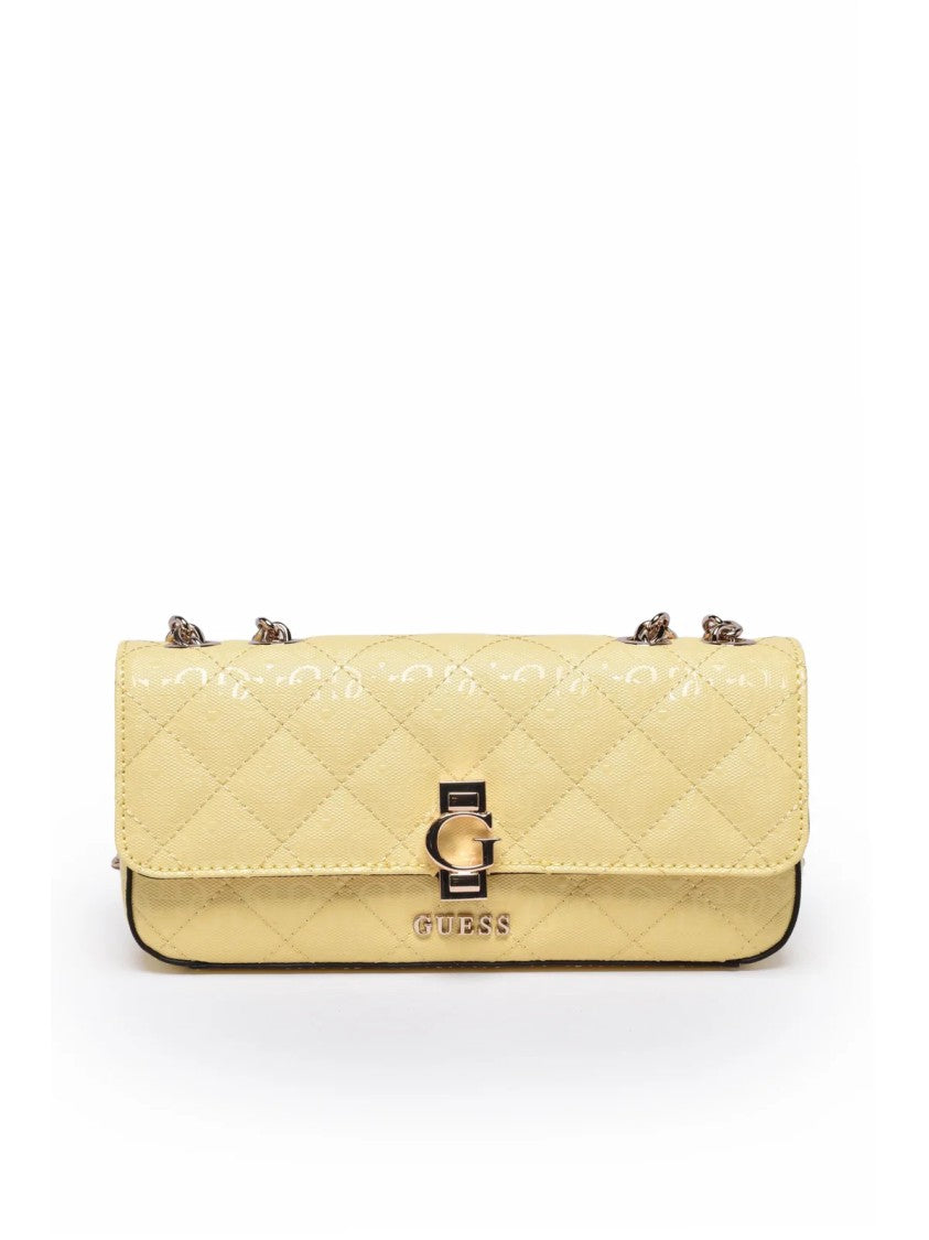 Guess Yellow Polyurethane Quilted Shoulder Bag