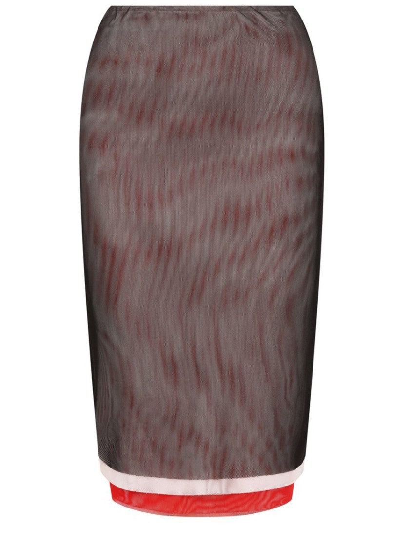 Msgm Grey Polyester-Blend Wavy Midi Skirt