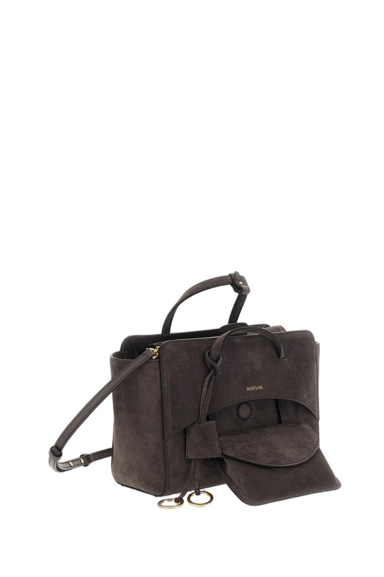 Hidesins Grey Flap M Suede Shoulder Bag