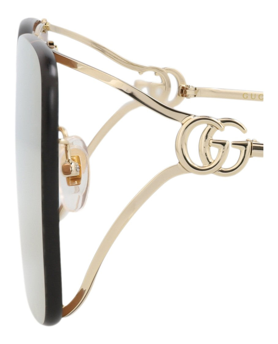 Gucci Square-Frame Metal Sunglasses