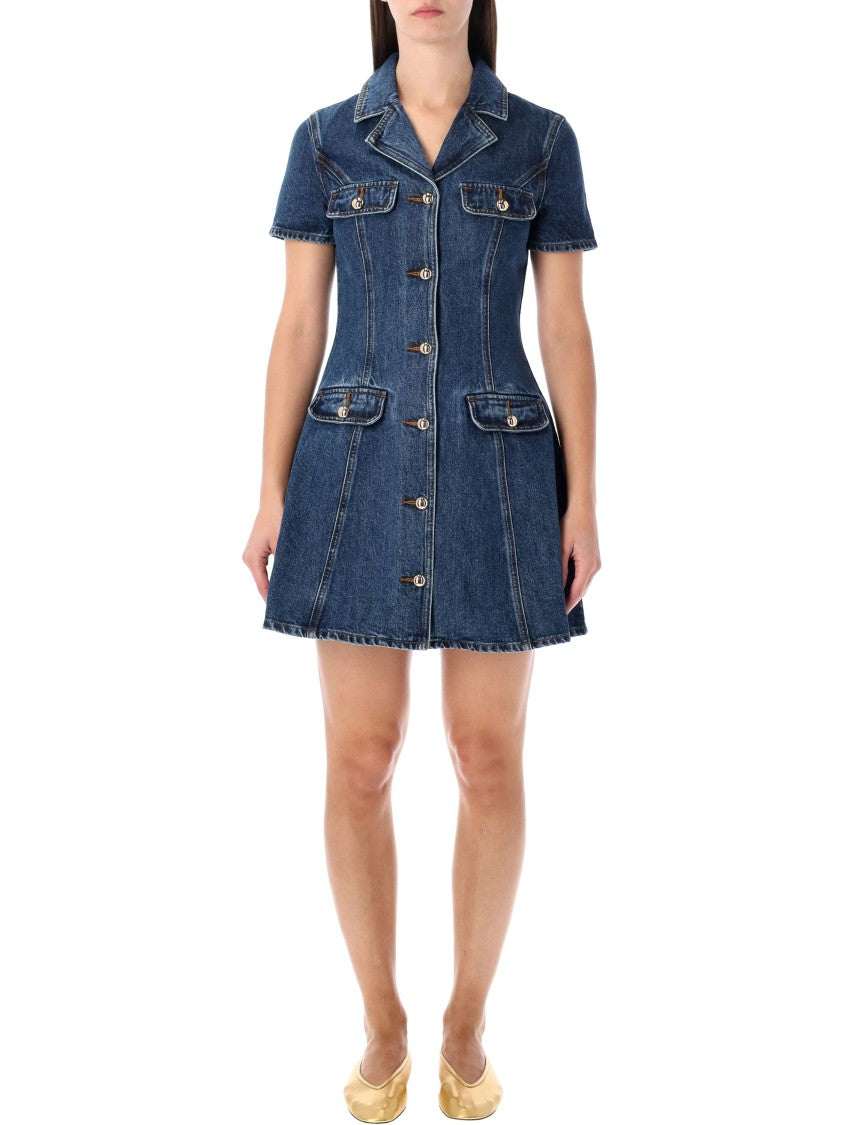 Self-Portrait Belted Denim Mini Dress