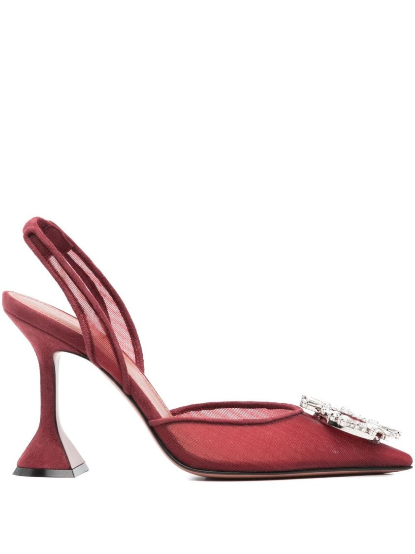 Amina Muaddi Ruby Mesh Sandals With Starburst Brooch