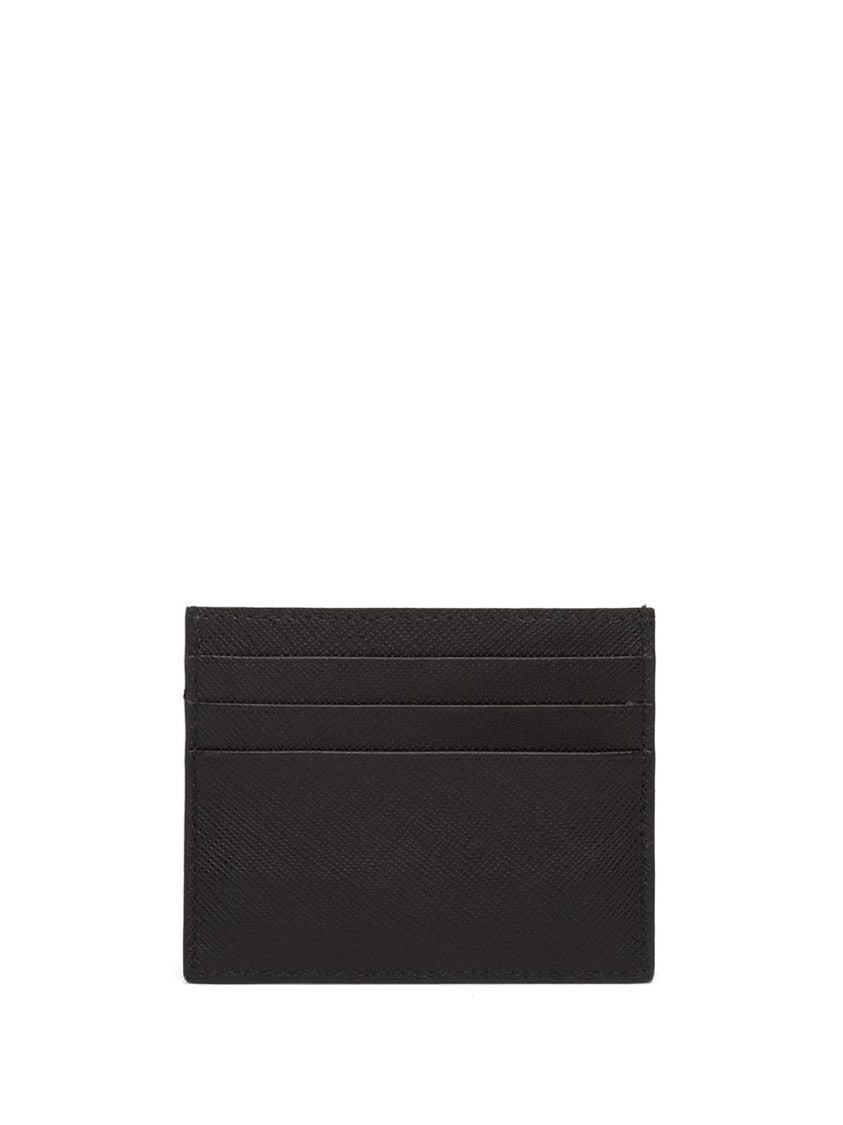 Prada Black Textured Metal Logo Wallet