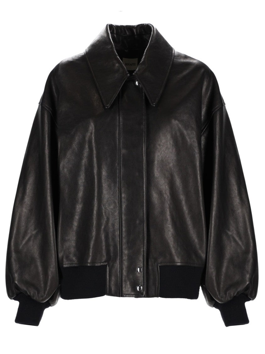Khaite Shelman Boxy Balloon Sleeves Leather Jacket