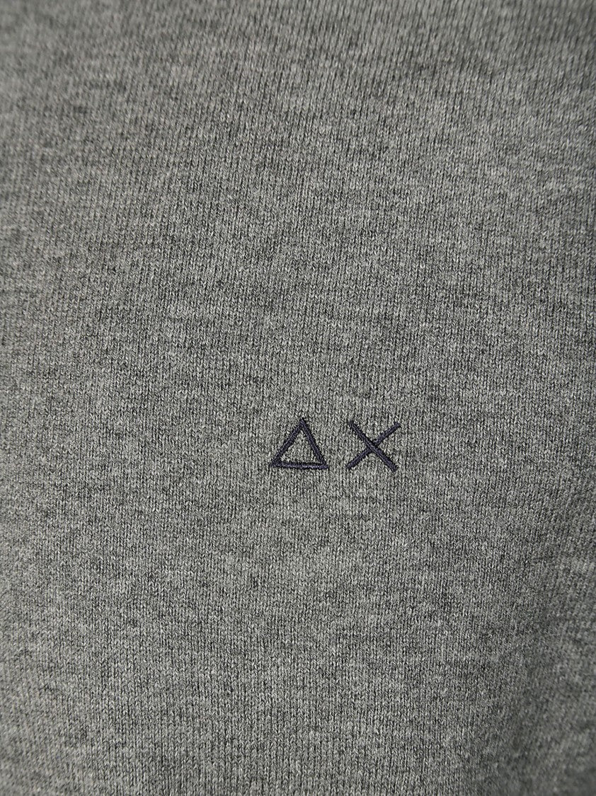 Sun 68 Men's Grey Pullover With Contrast Elbow Patches