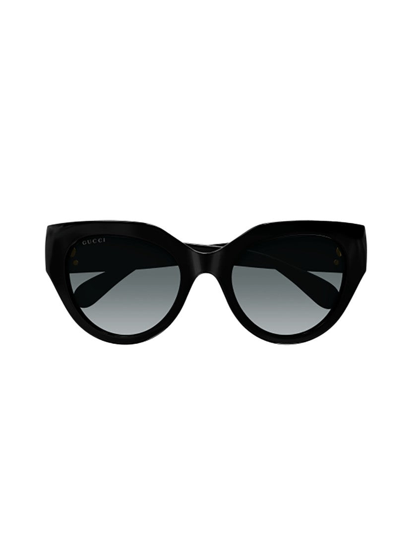 Gucci Glossy Black Cat-Eye Sunglasses With Gold Emblem Detail