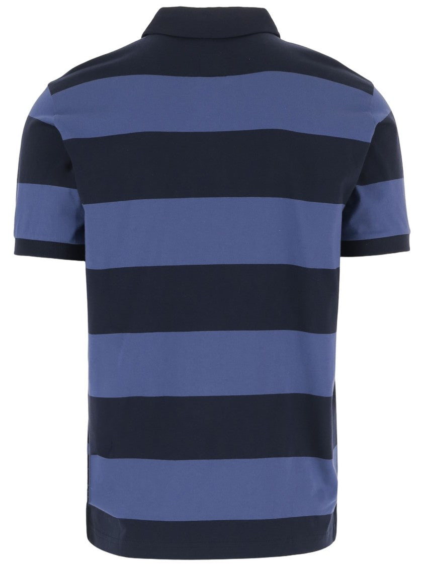 Emporio Armani Striped Cotton Polo Shirt With Logo