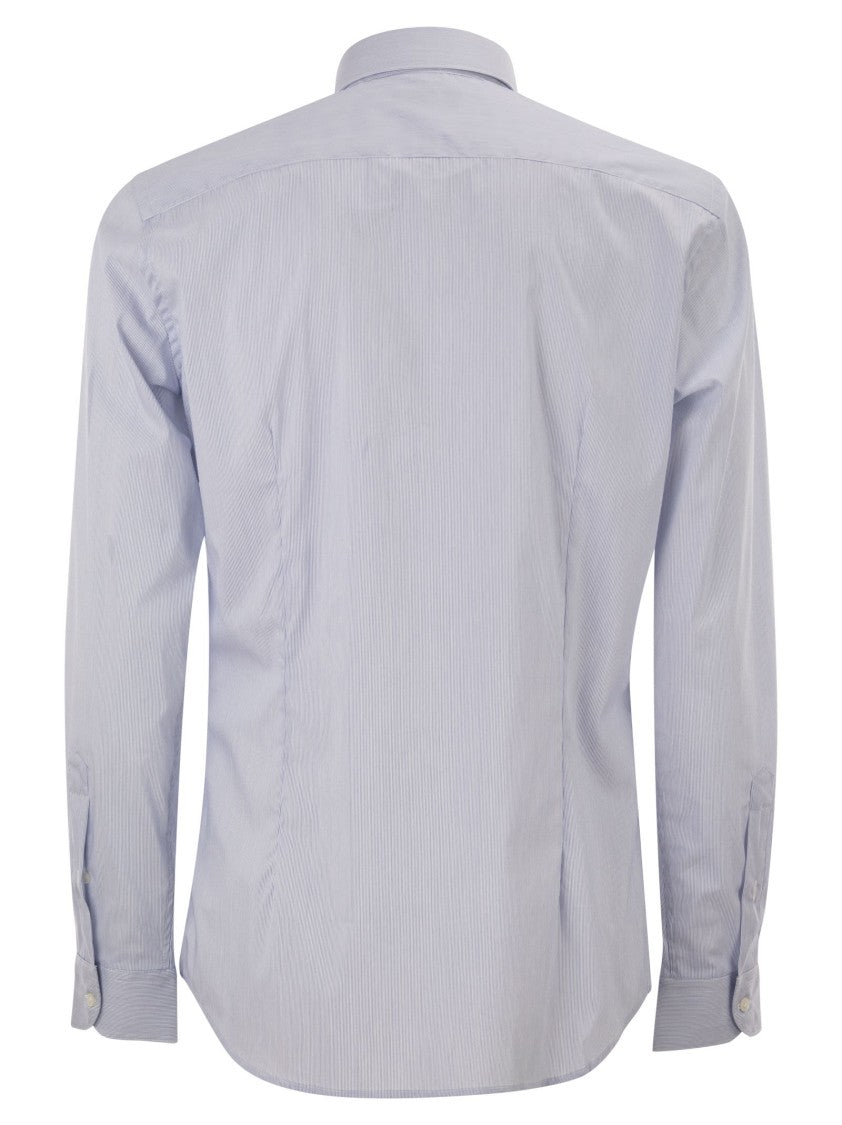 Fay Regular Fit Shirt In Striped Stretch Jersey