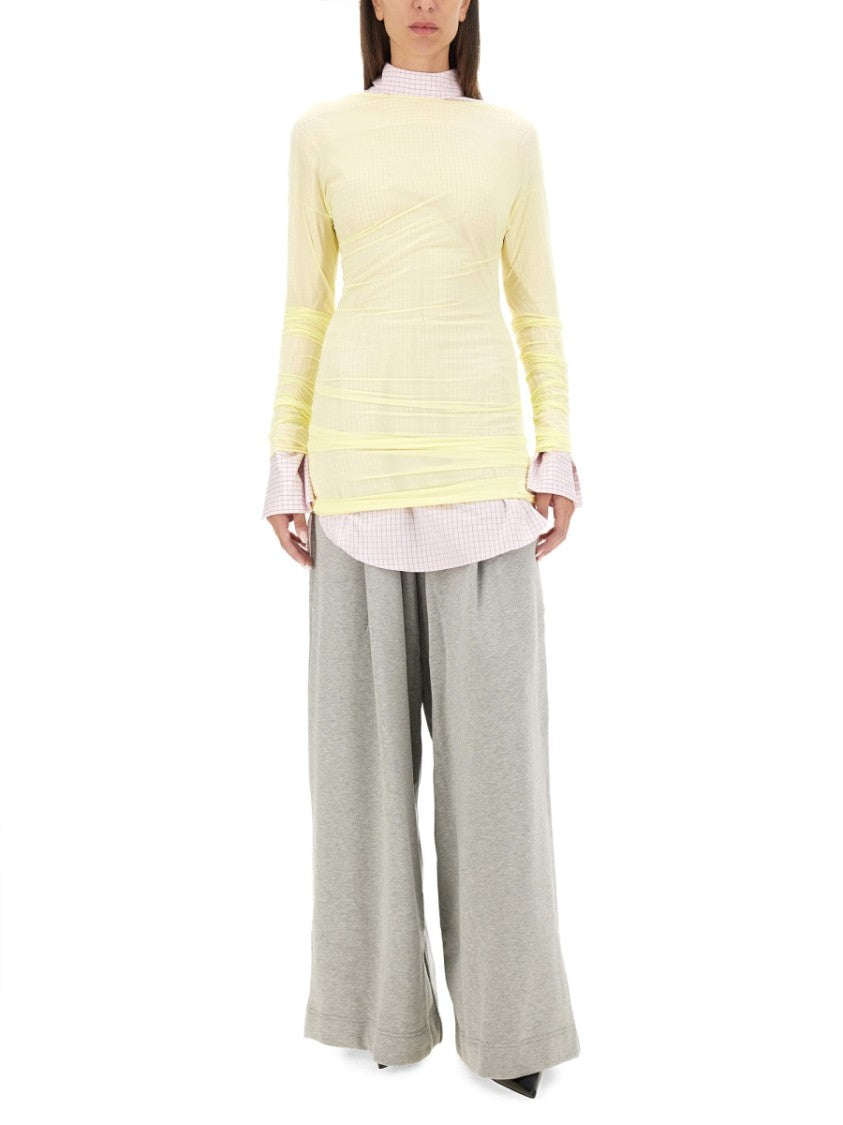 Dries Van Noten Sheer Tulle Top With Slim Fit