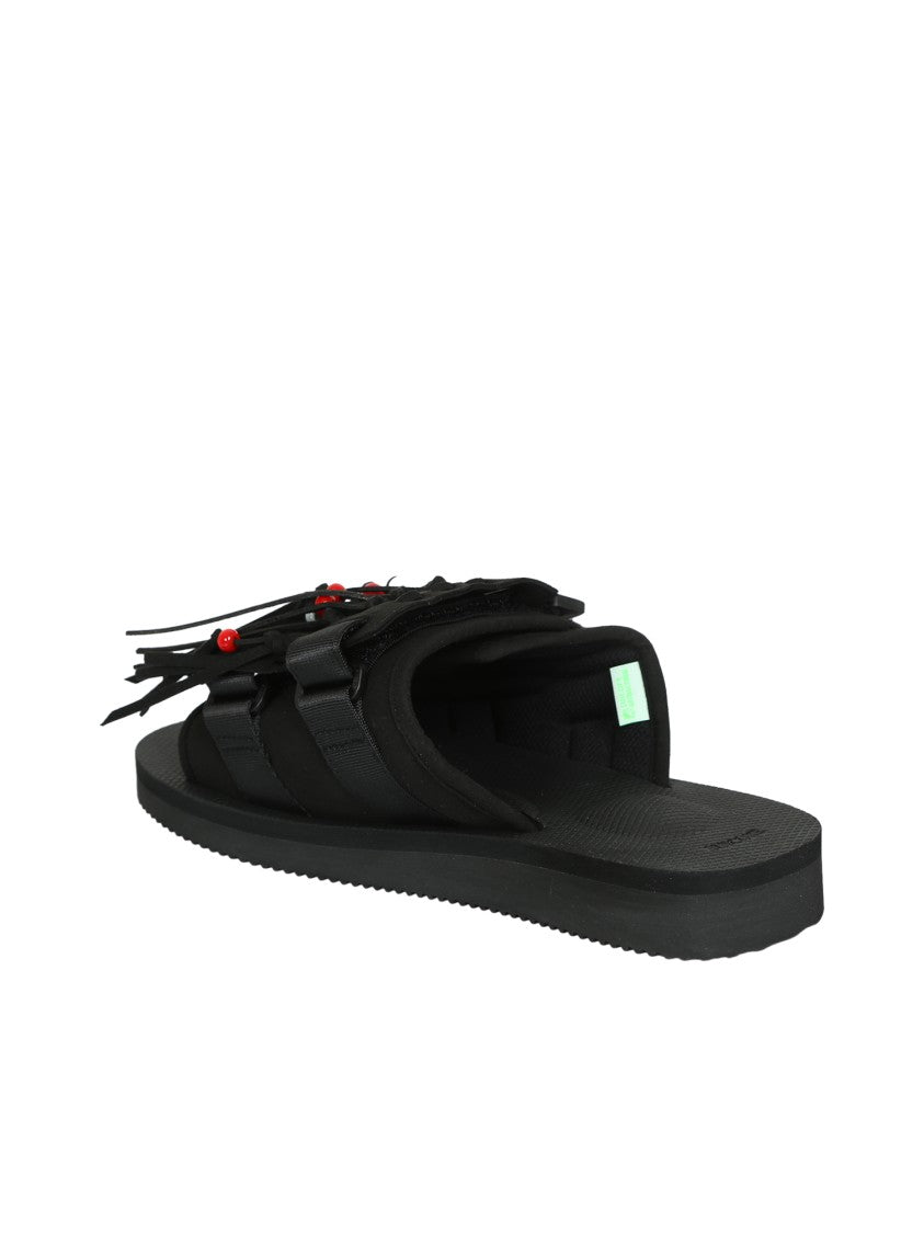Suicoke Fringed Design Black Sandals