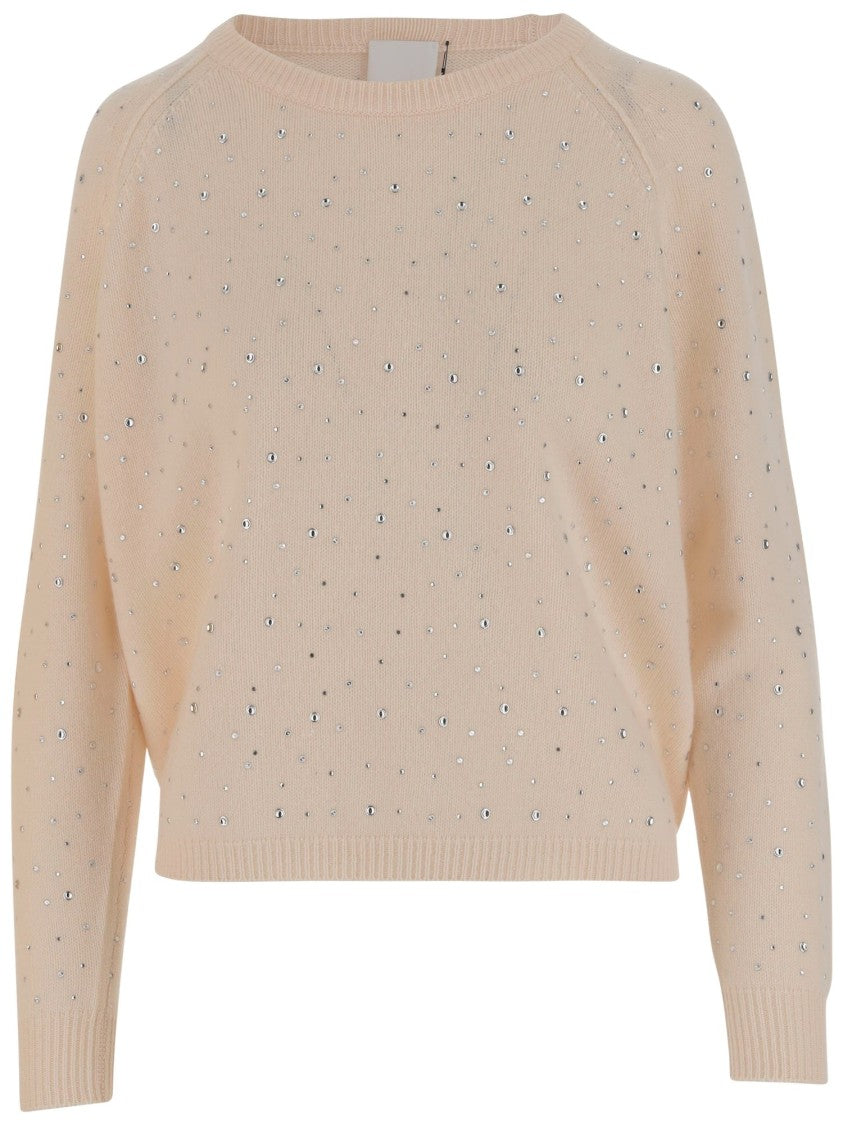 Allude Wool Blend Pullover With Rhinestones And Studs
