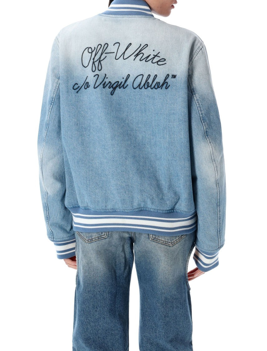 Off-White Light Blue Denim Bomber Jacket