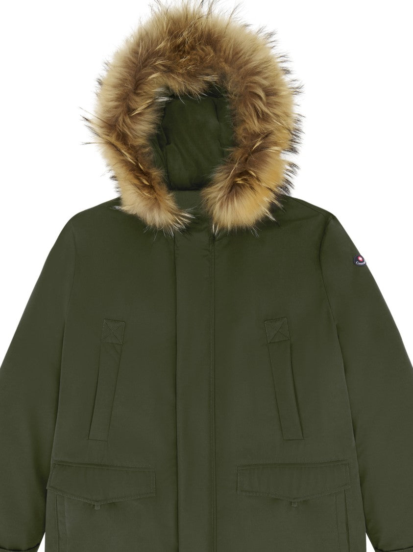 Canadiens Padded Olive Green Parka With Fur-Trimmed Hood