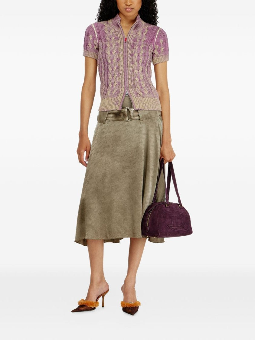 Diesel Short-Sleeved Knit Top With Cable Knit Pattern
