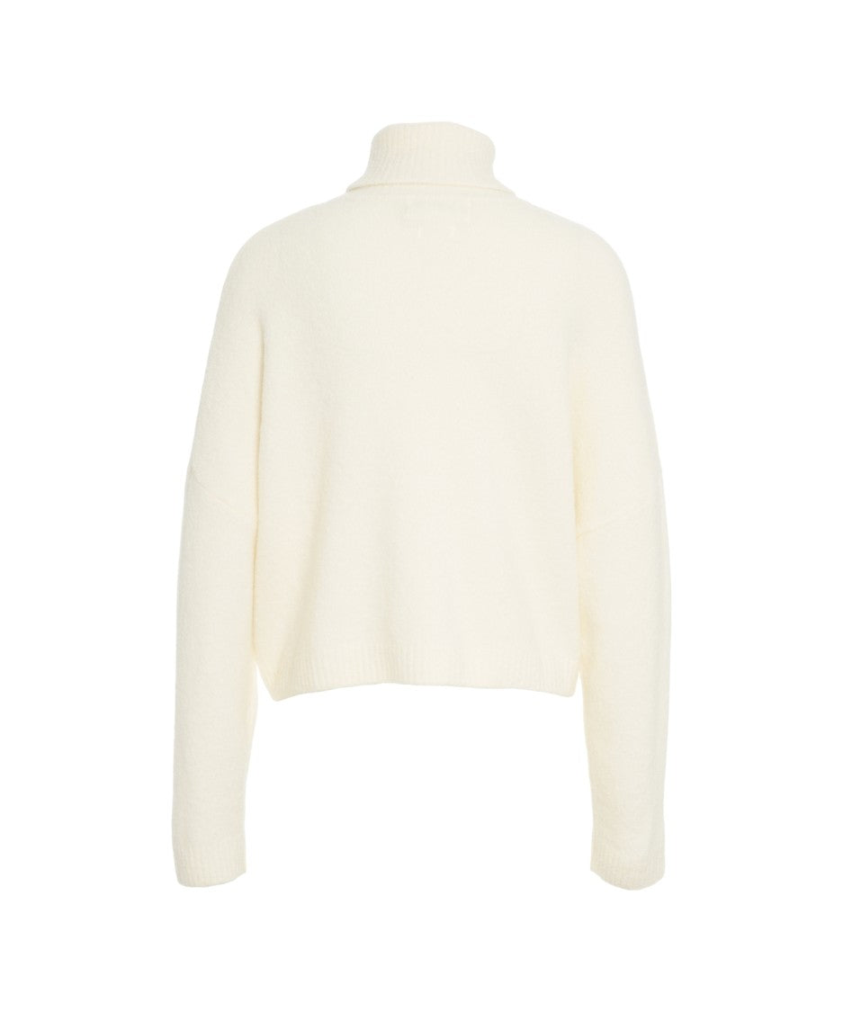 Crush Cropped Cashmere Turtleneck Sweater With Oversized Silhouette
