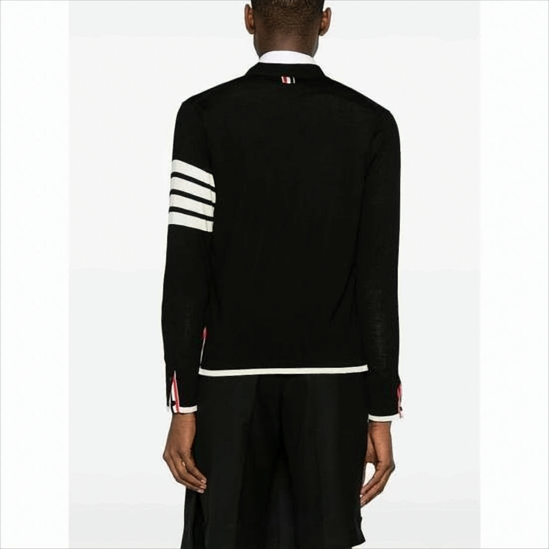 Thom Browne Black Wool Cardigan With V-Neck