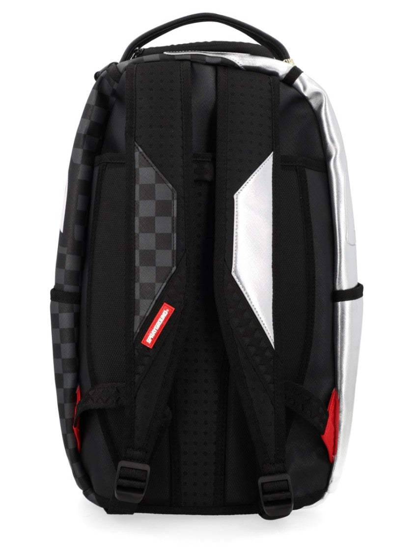Sprayground Silver Silver Side Drip Checkered Backpack
