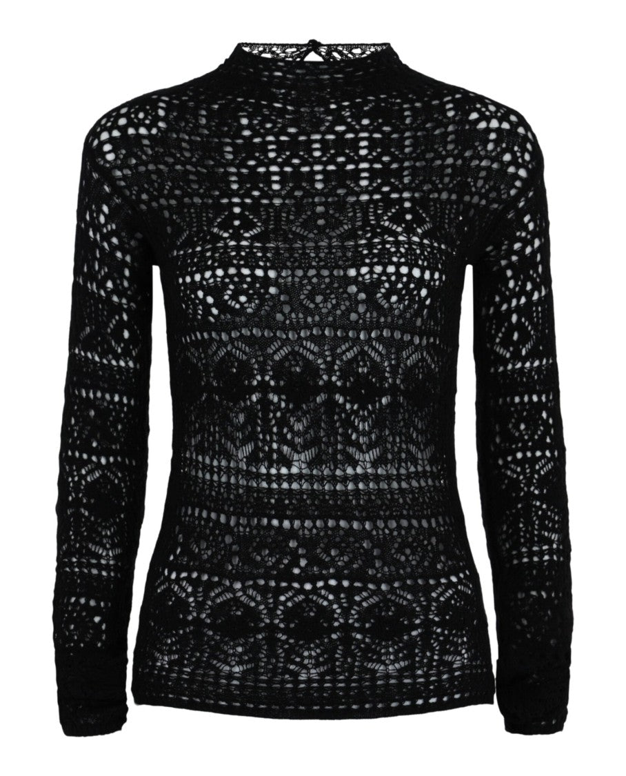 Ferragamo Guipure Lace Long-Sleeve Top