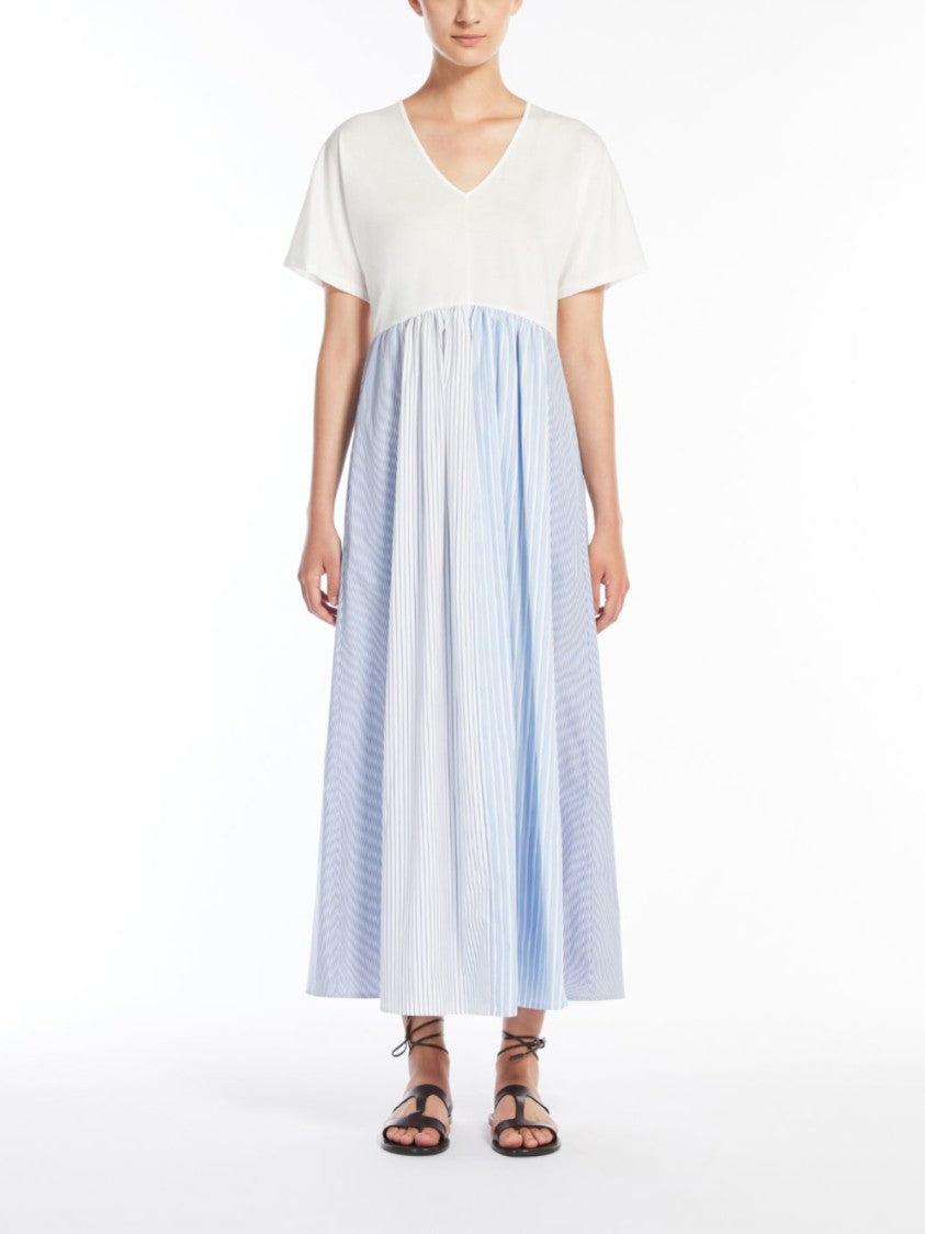 Max Mara Voluminous Maxi Dress With Decorative Stripes