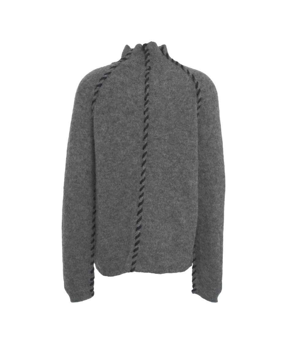 Thom Krom High Collar Sweater With Decorative Stitching