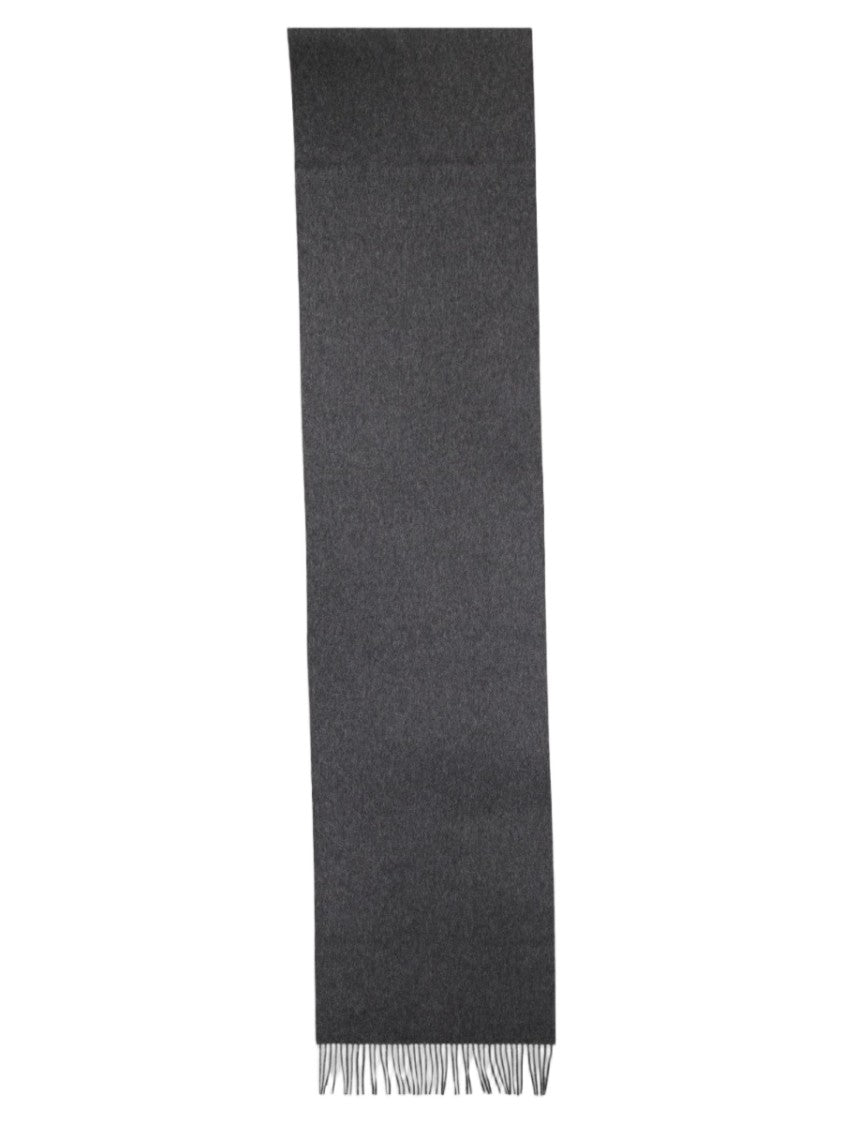 Zegna Grey Fringed Ends Rectangular Cashmere Scarf