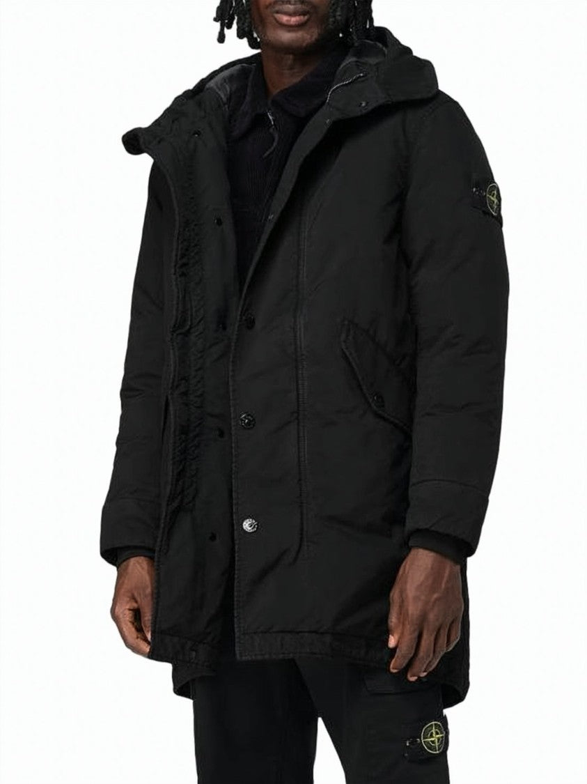Stone Island Padded Coat With High Collar And Hood