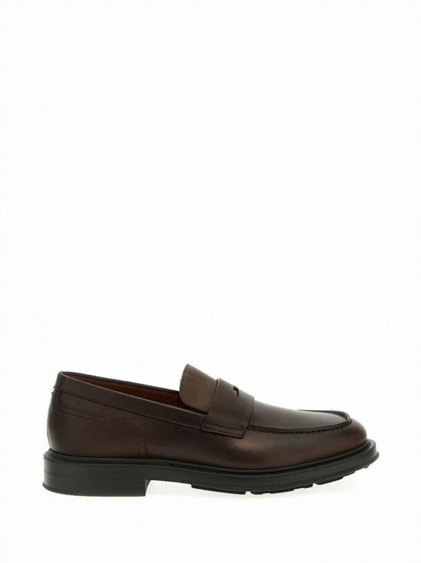 Loro Piana Penny Strap Calf Leather Loafers With Rubber Sole