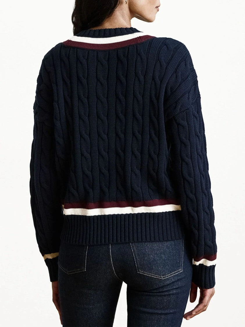 Lauren Ralph Lauren Blue Gassed Cotton Pullover Sweater