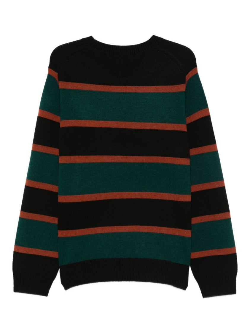 Guest In Residence Horizontal Stripe Cashmere Sweater With Crew Neckline