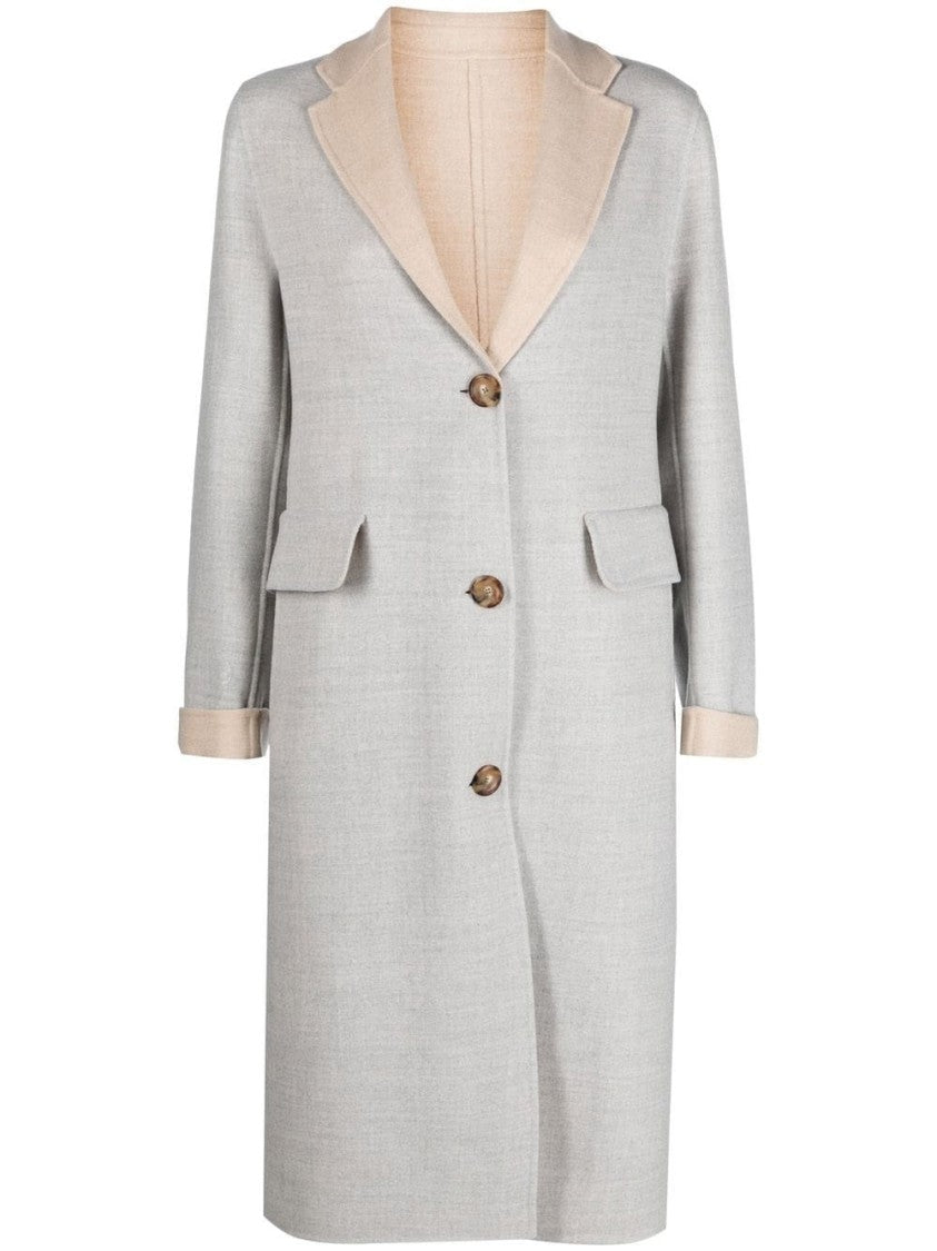 Eleventy Tailored Wool Single-Breasted Coat With Contrasting Details