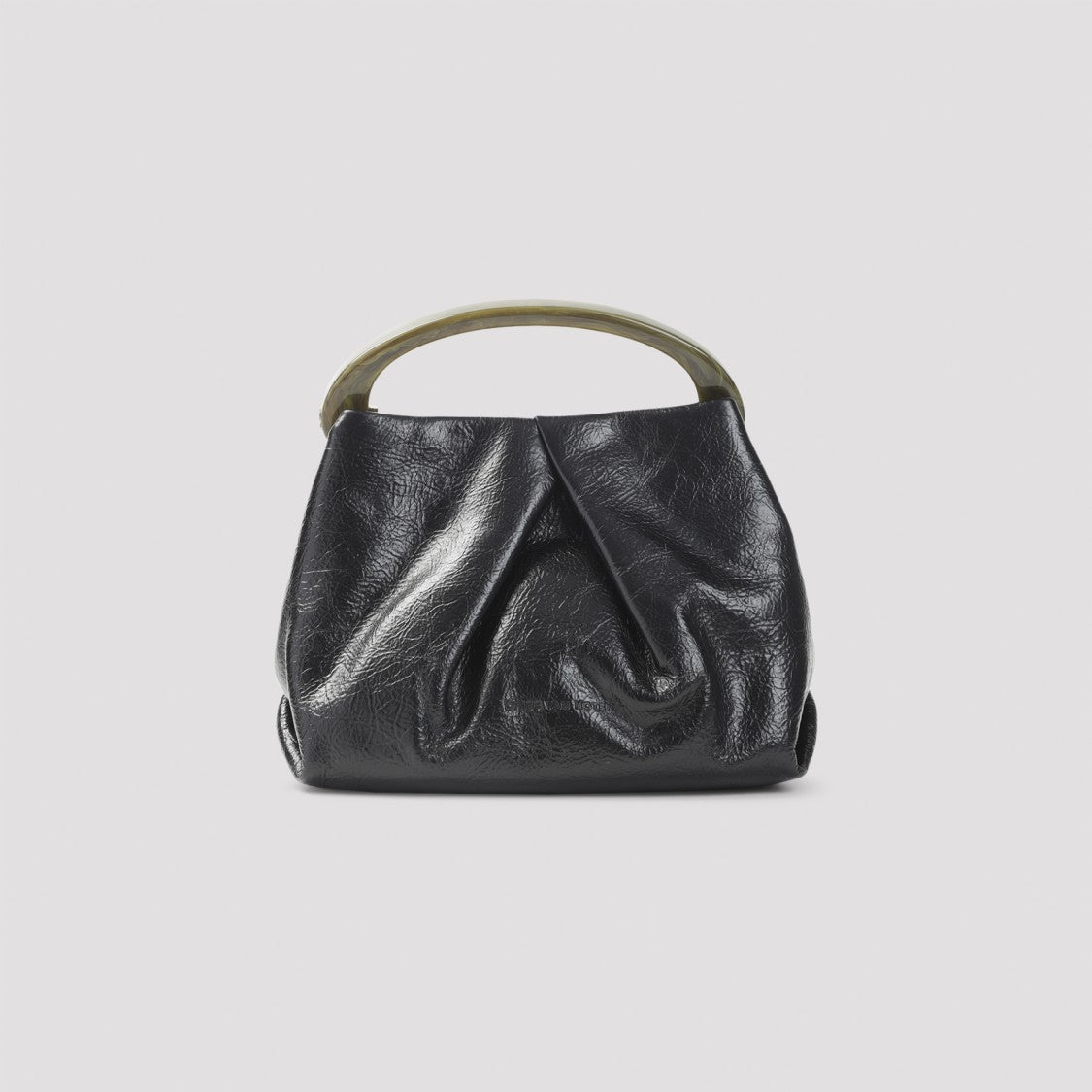 Dries Van Noten Black Leather Medium Shoulder Bag With Flap