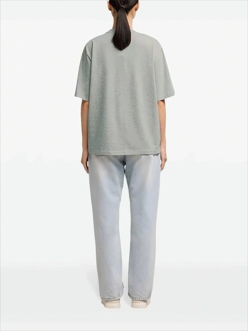 Ami Paris Relaxed Fit Grey Cotton T-Shirt With Subtle Logo