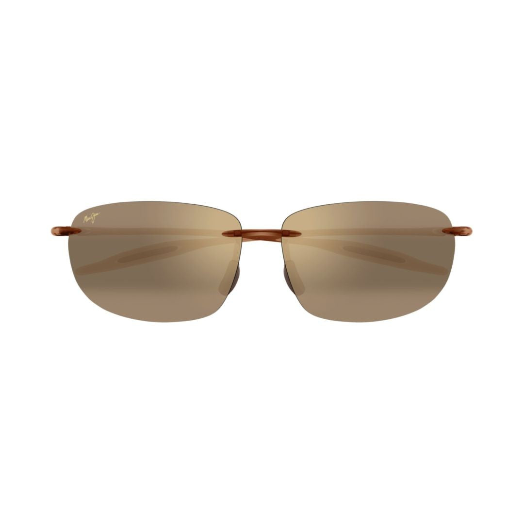 Maui Jim Breakwall Rimless Sunglasses With Rectangular Brown-Tinted Lenses