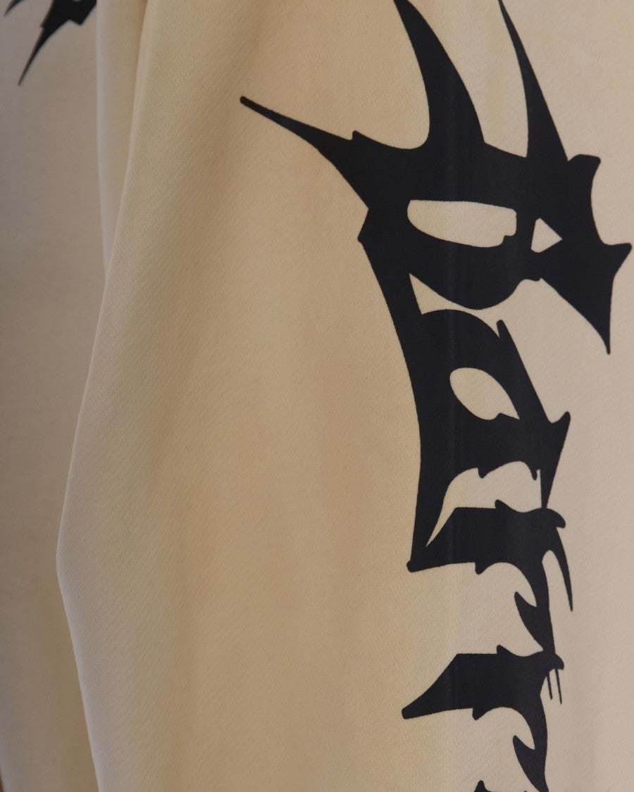Barrow Relaxed-Fit Cotton Hoodie With Tarot Graphic And Check Contrast Hem