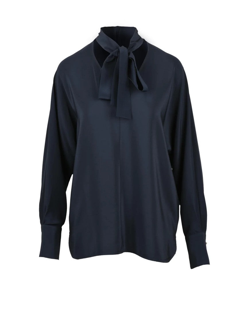 Max Mara Caco Blouse In Flowing Silk With Tie Neckline