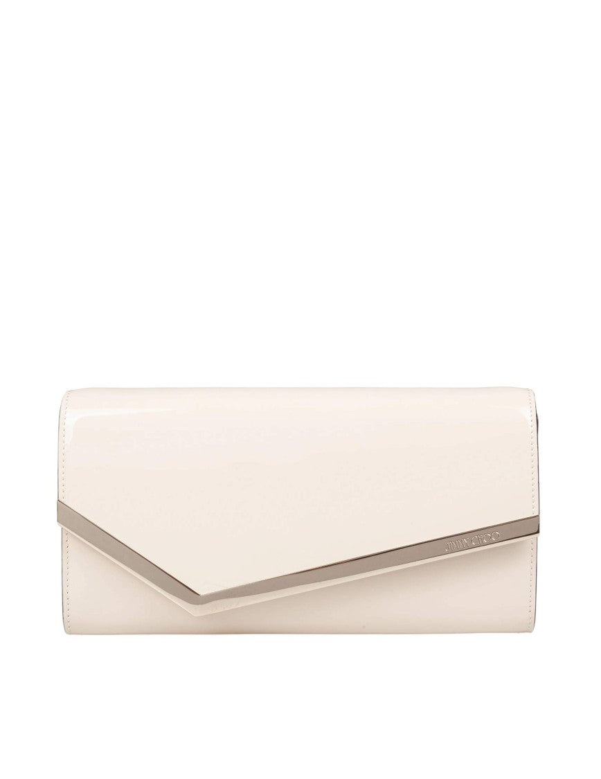 Jimmy Choo Emmie Pat Patent Leather Clutch, Milk Color