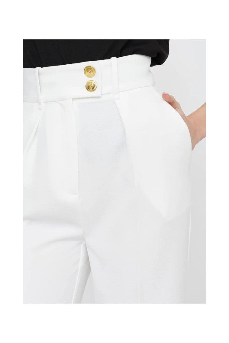 Elisabetta Franchi White Tailored Polyester-Blend Straight-Leg Pants