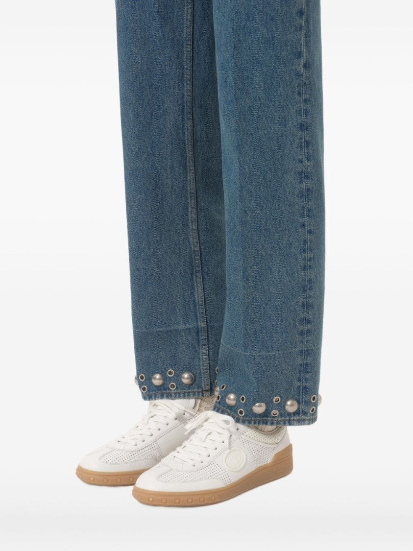 Valentino Garavani Perforated Leather White Sneakers With Embossed Details