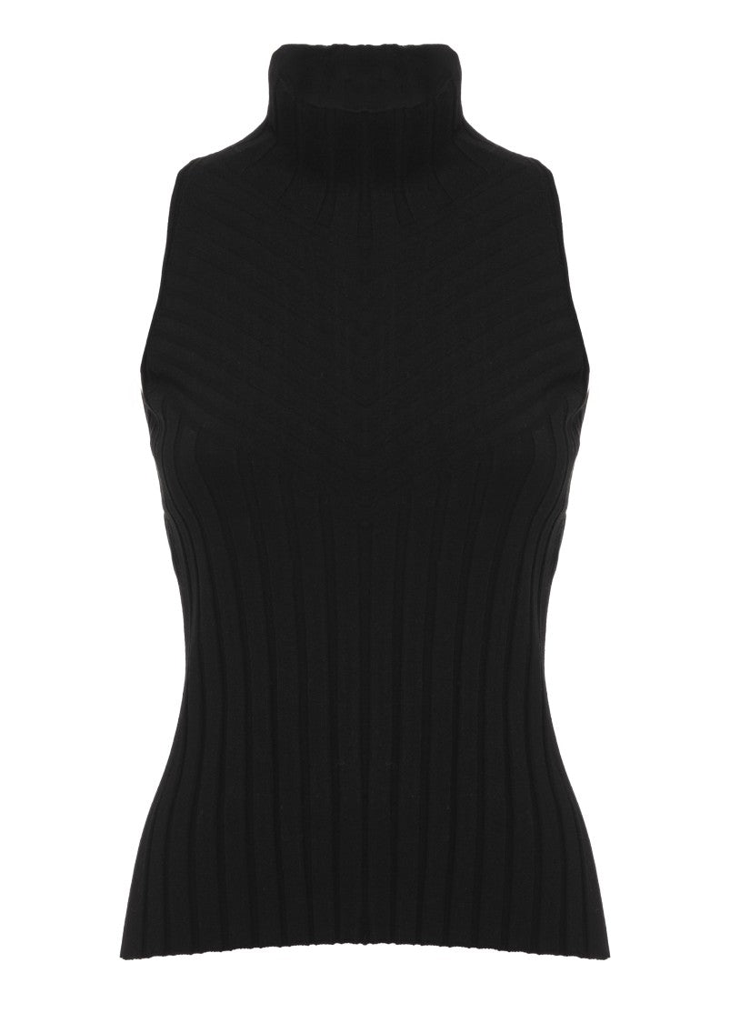 D. Exterior Black Ribbed Viscose Tank Top