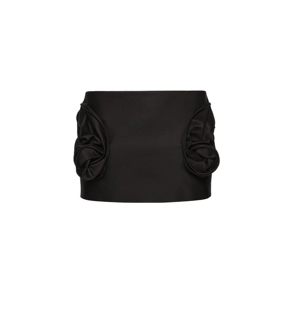 Magda Butrym Cotton Mini Skirt With Sculptural Rose Appliqués