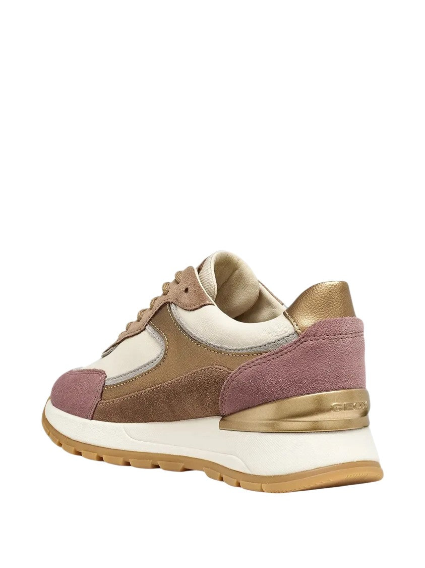 Geox Desya B Abx Metallic Accents Leather Suede Sneakers