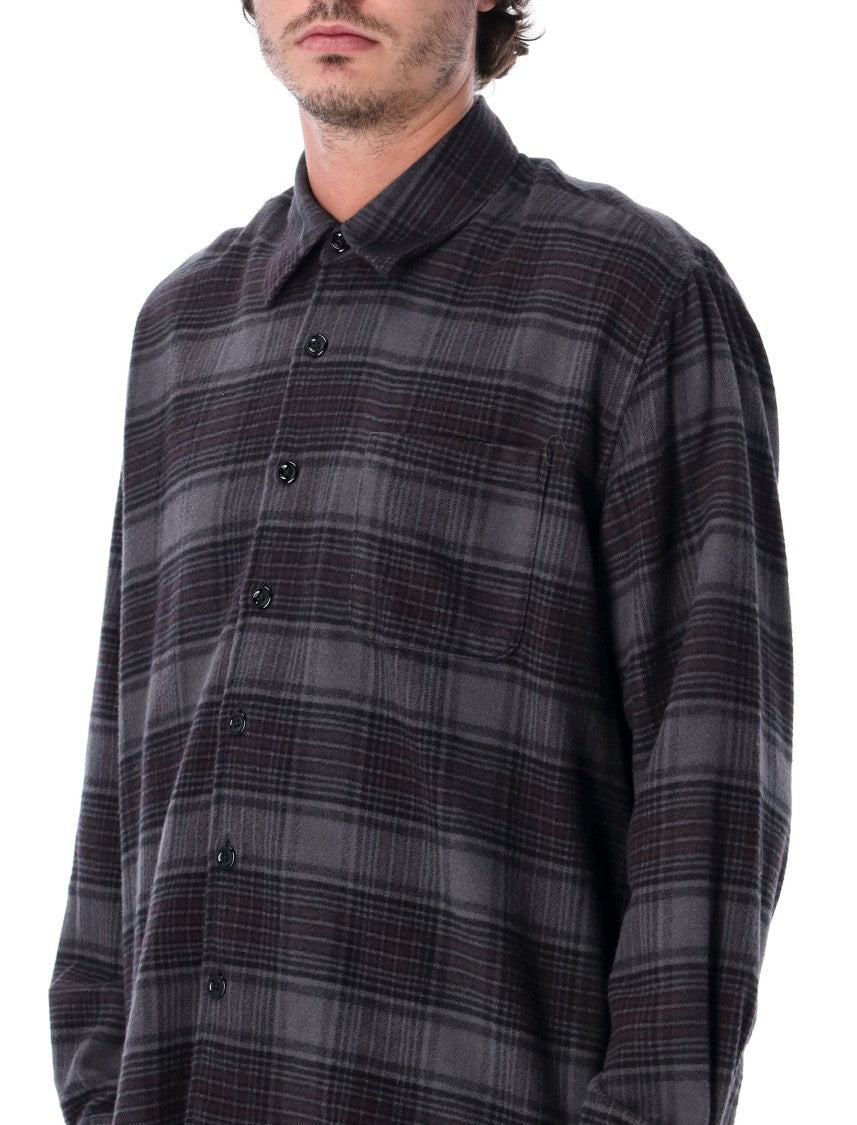 Our Legacy Above Faded Nocturne Plaid Italian Cotton Flannel Overshirt