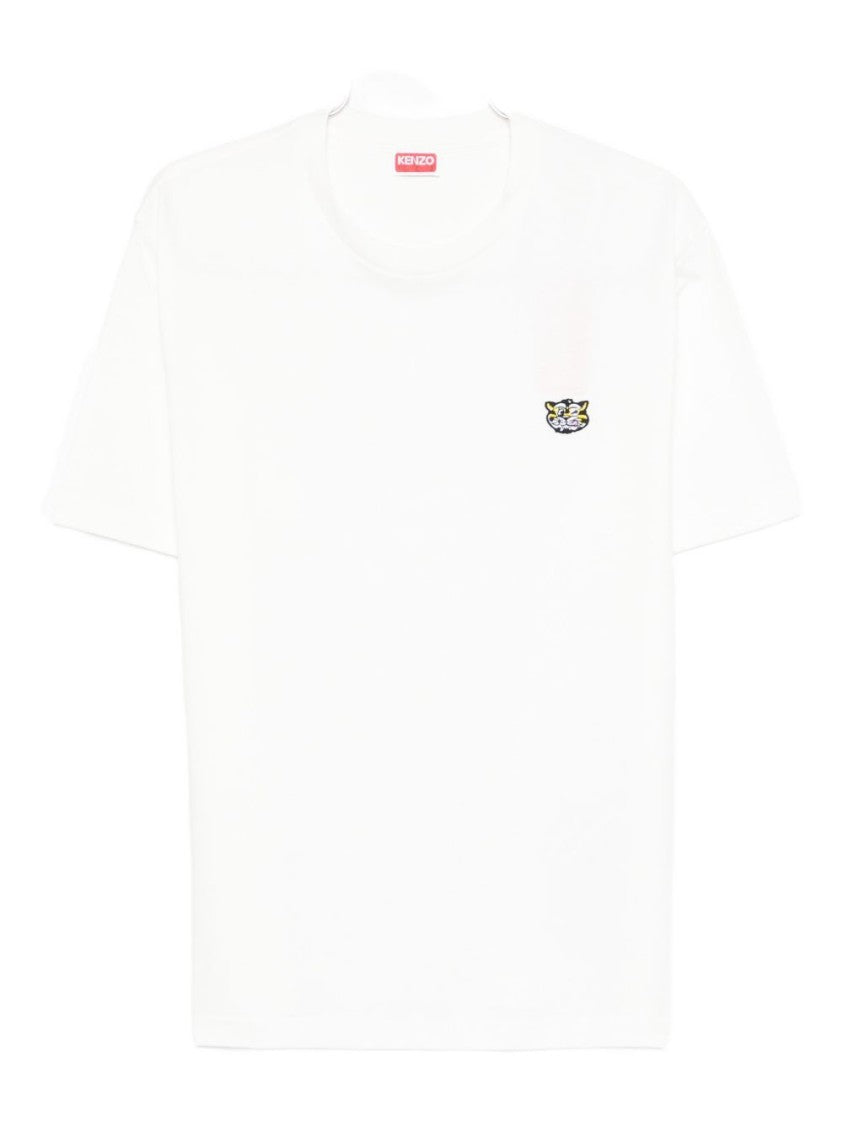 Kenzo Embroidered White Cotton T-Shirt With Relaxed Fit
