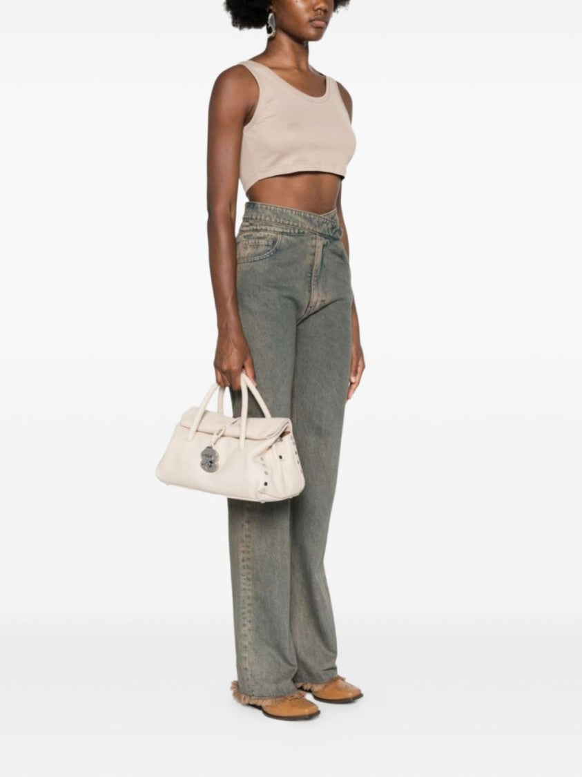 Zanellato Light Pink Studded Trim Shoulder Bag