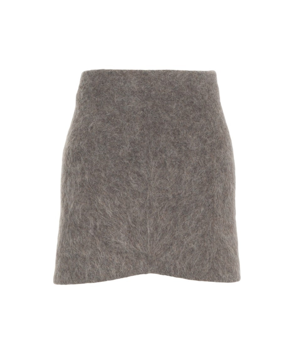 Soft Goat Heathered Alpaca Mini Skirt With High Waist Silhouette