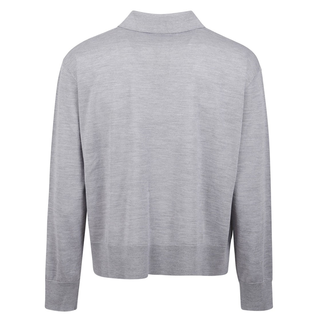 Ami Paris Grey Long-Sleeved Jersey Knit Polo Shirt