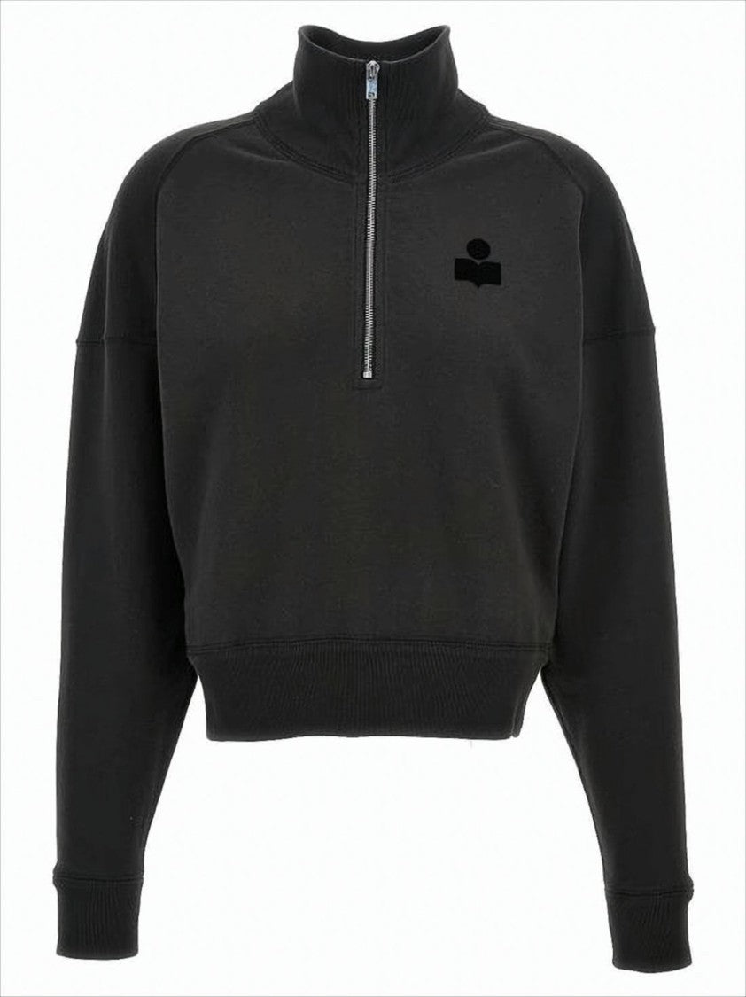 Isabel Marant Cropped Turtleneck Sweatshirt With Half-Zip Closure